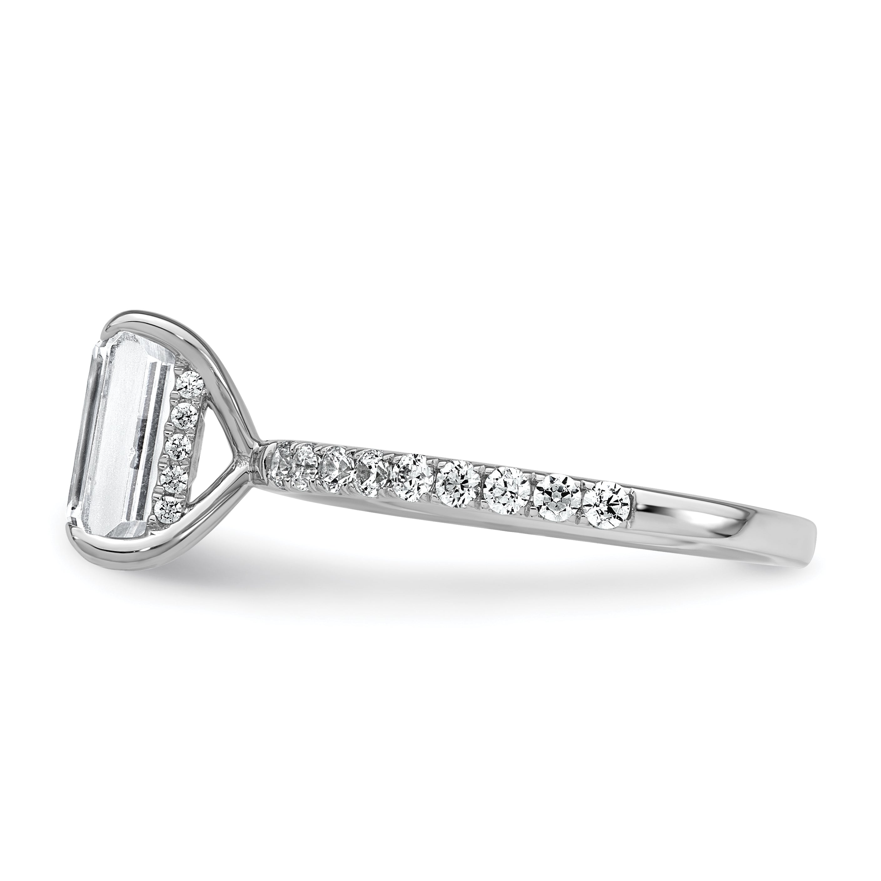 14k White Gold 2 3/8 carat Certified Lab Grown Diamond VS/SI+ G+ Emerald Complete Solitaire with Flair Engagement Ring