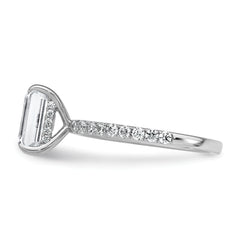 14k White Gold 2 3/8 carat Certified Lab Grown Diamond VS/SI+ G+ Emerald Complete Solitaire with Flair Engagement Ring