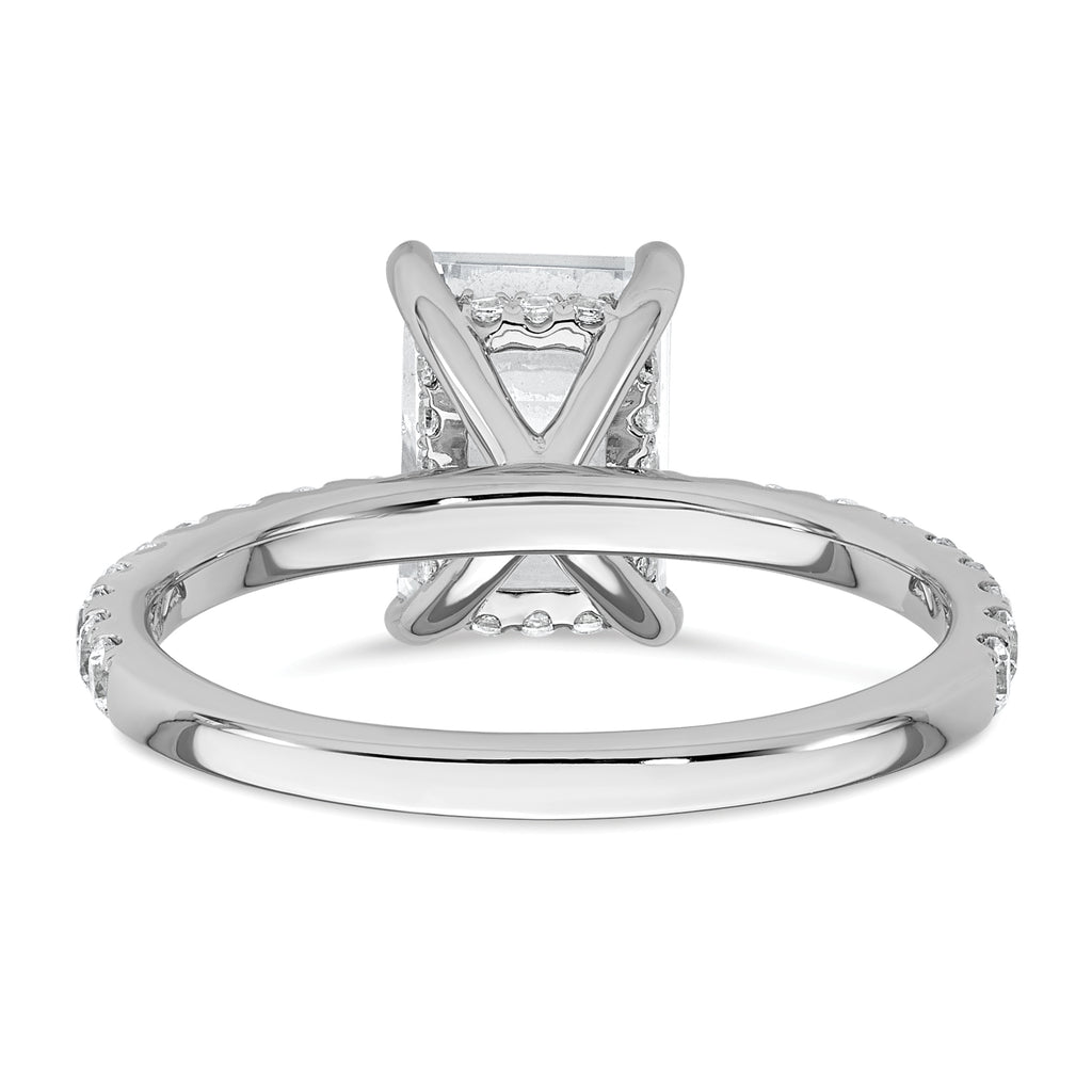 14k White Gold 2 3/8 carat Certified Lab Grown Diamond VS+ F+ Emerald Complete Solitaire with Flair Engagement Ring