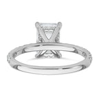14k White Gold 2 3/8 carat Certified Lab Grown Diamond VS+ F+ Emerald Complete Solitaire with Flair Engagement Ring