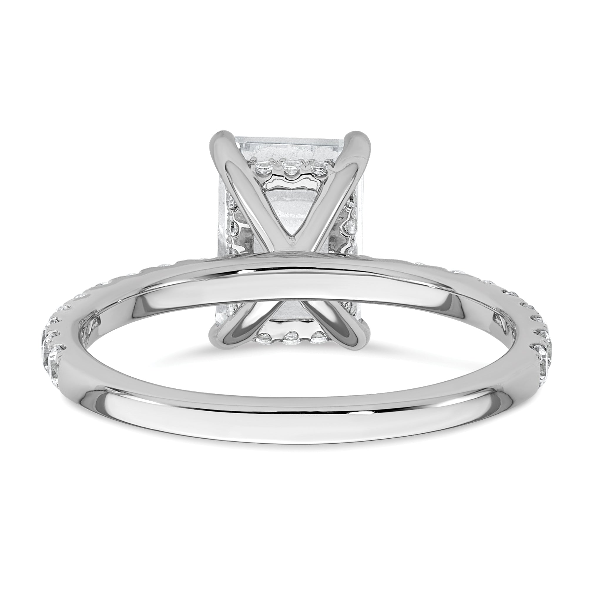 14k White Gold 2 3/8 carat Certified Lab Grown Diamond VS+ F+ Emerald Complete Solitaire with Flair Engagement Ring
