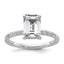 14k White Gold 2 3/8 carat Certified Lab Grown Diamond VS+ F+ Emerald Complete Solitaire with Flair Engagement Ring