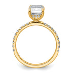 14k 2 3/8 carat Certified Lab Grown Diamond VS/SI+ G+ Emerald Complete Solitaire with Flair Engagement Ring