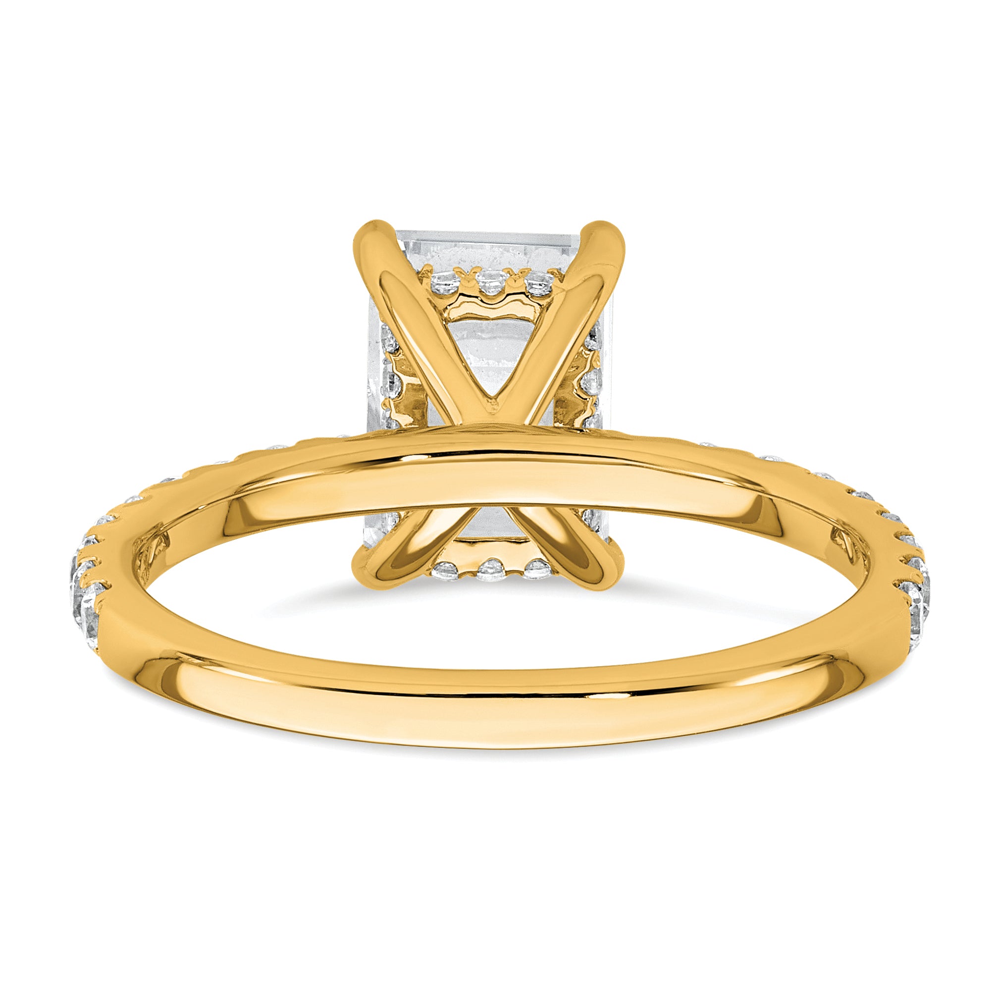 14k 2 3/8 carat Certified Lab Grown Diamond VS/SI+ G+ Emerald Complete Solitaire with Flair Engagement Ring
