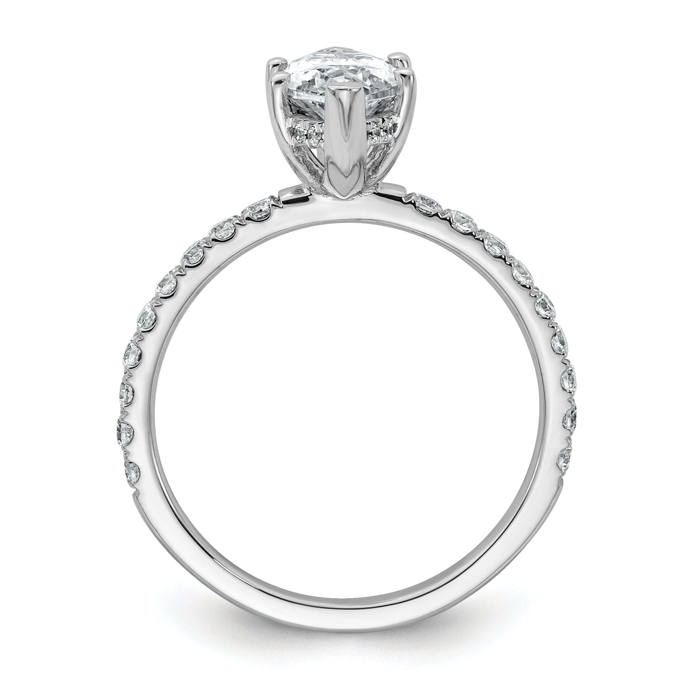 14k White Gold 2 5/8 carat Certified Lab Grown Diamond VS+ F+ Marquise Complete Solitaire with Flair Engagement Ring