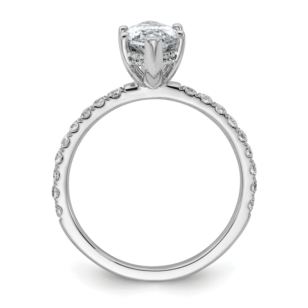14k White Gold 2 5/8 carat Certified Lab Grown Diamond VS/SI+ G+ Marquise Complete Solitaire with Flair Engagement Ring