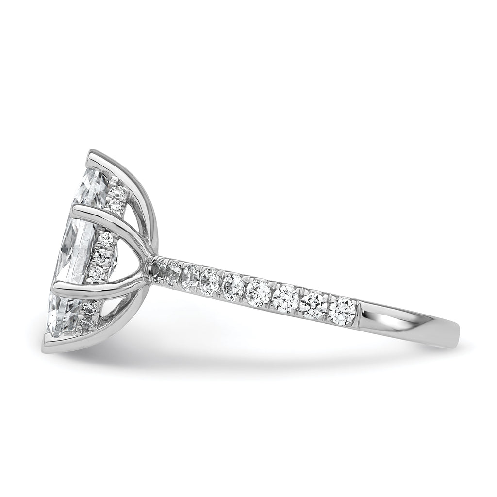 14k White Gold 2 5/8 carat Certified Lab Grown Diamond VS+ F+ Marquise Complete Solitaire with Flair Engagement Ring