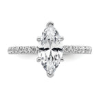 14k White Gold 2 5/8 carat Certified Lab Grown Diamond VS/SI+ G+ Marquise Complete Solitaire with Flair Engagement Ring
