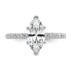 14k White Gold 2 5/8 carat Certified Lab Grown Diamond VS+ F+ Marquise Complete Solitaire with Flair Engagement Ring