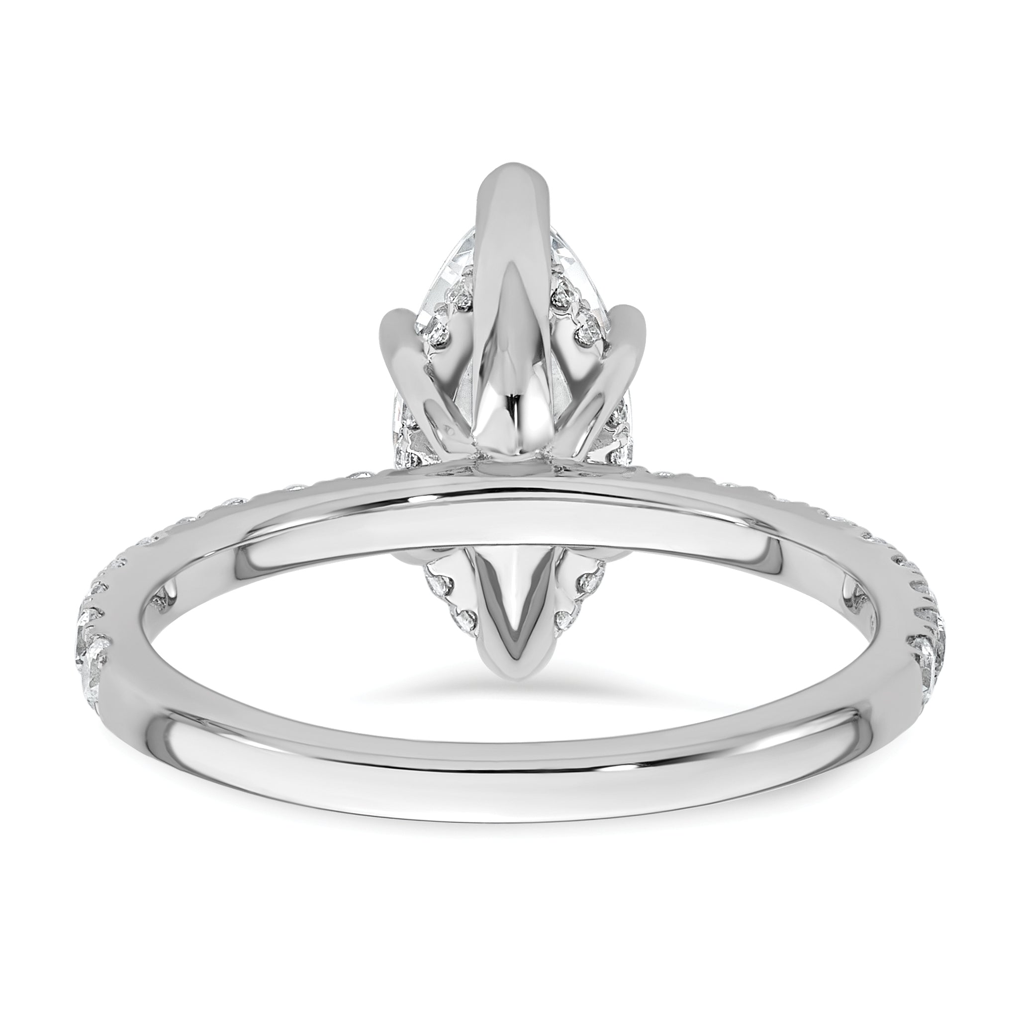 14k White Gold 2 5/8 carat Certified Lab Grown Diamond VS+ F+ Marquise Complete Solitaire with Flair Engagement Ring