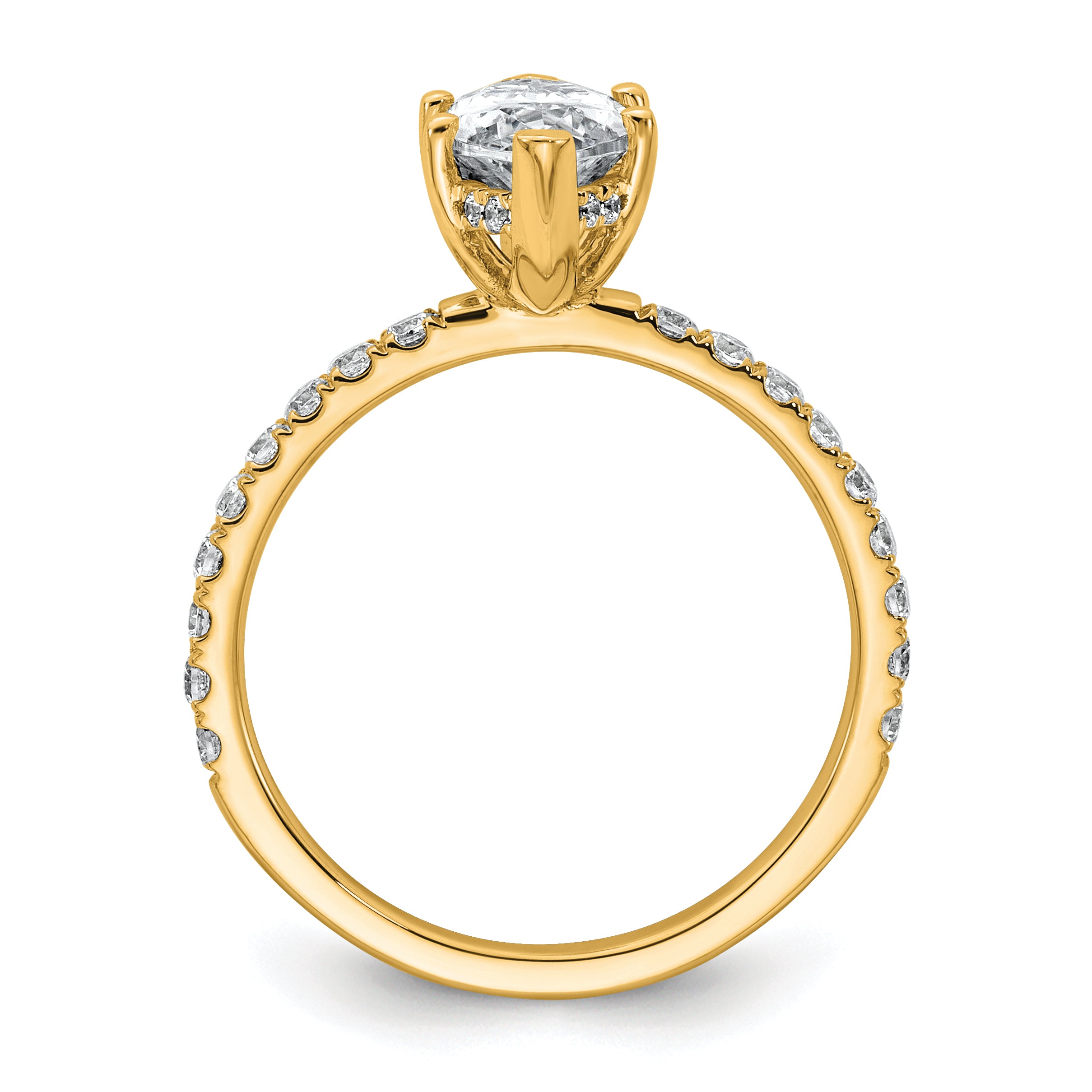 14k 2 5/8 carat Certified Lab Grown Diamond VS/SI+ G+ Marquise Complete Solitaire with Flair Engagement Ring