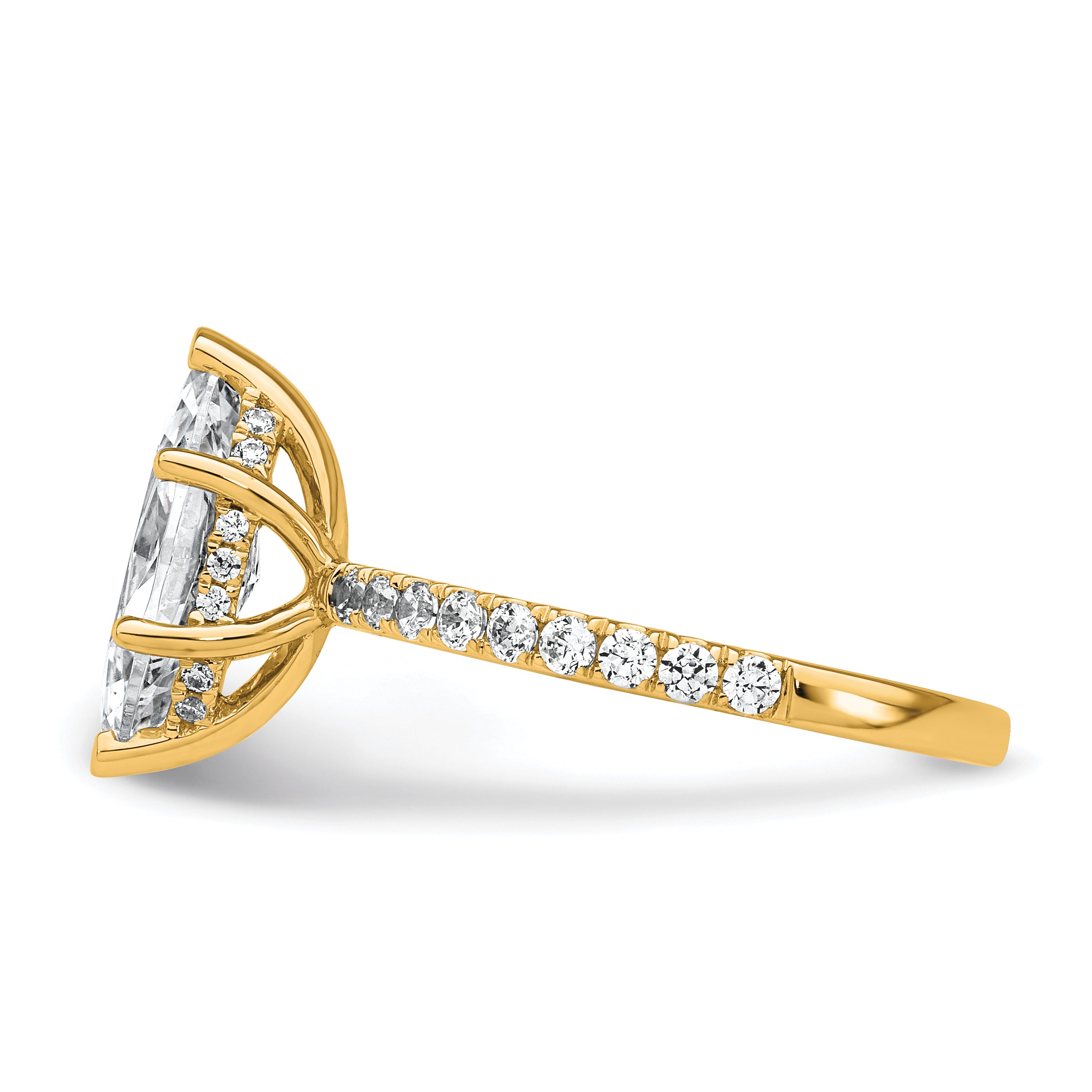 14k 2 5/8 carat Certified Lab Grown Diamond VS+ F+ Marquise Complete Solitaire with Flair Engagement Ring