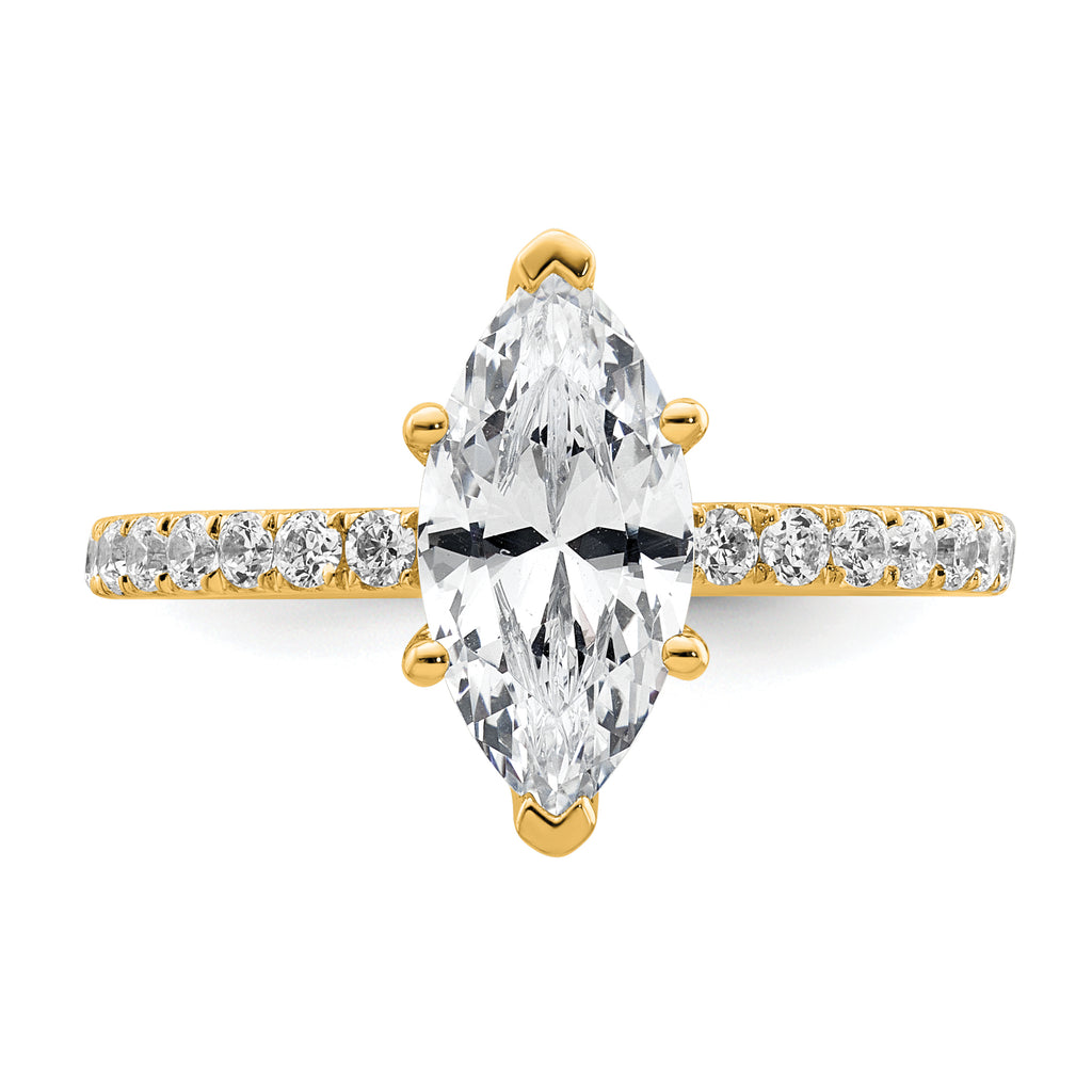 14k 2 5/8 carat Certified Lab Grown Diamond VS+ F+ Marquise Complete Solitaire with Flair Engagement Ring