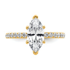 14k 2 5/8 carat Certified Lab Grown Diamond VS+ F+ Marquise Complete Solitaire with Flair Engagement Ring