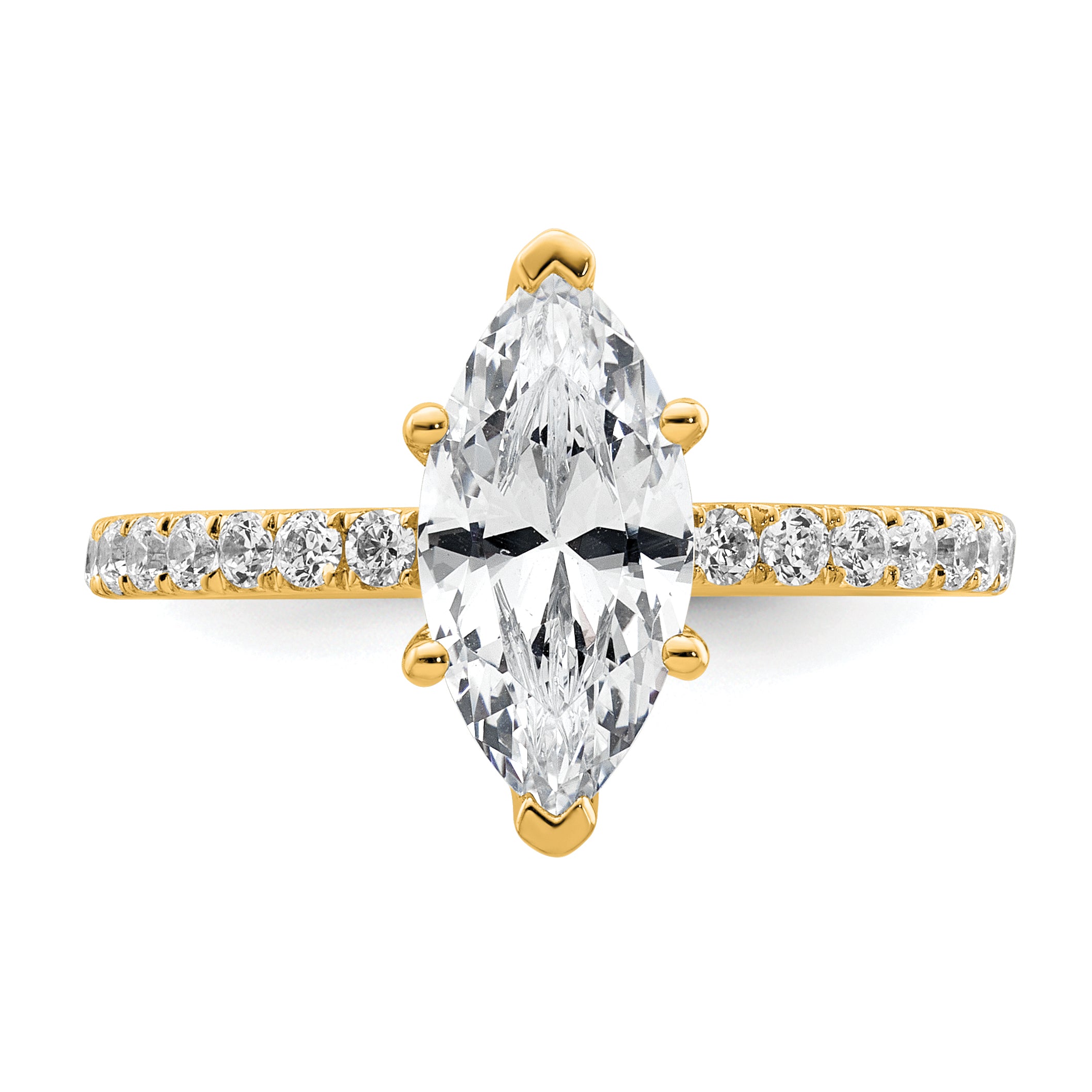 14k 2 5/8 carat Certified Lab Grown Diamond VS+ F+ Marquise Complete Solitaire with Flair Engagement Ring