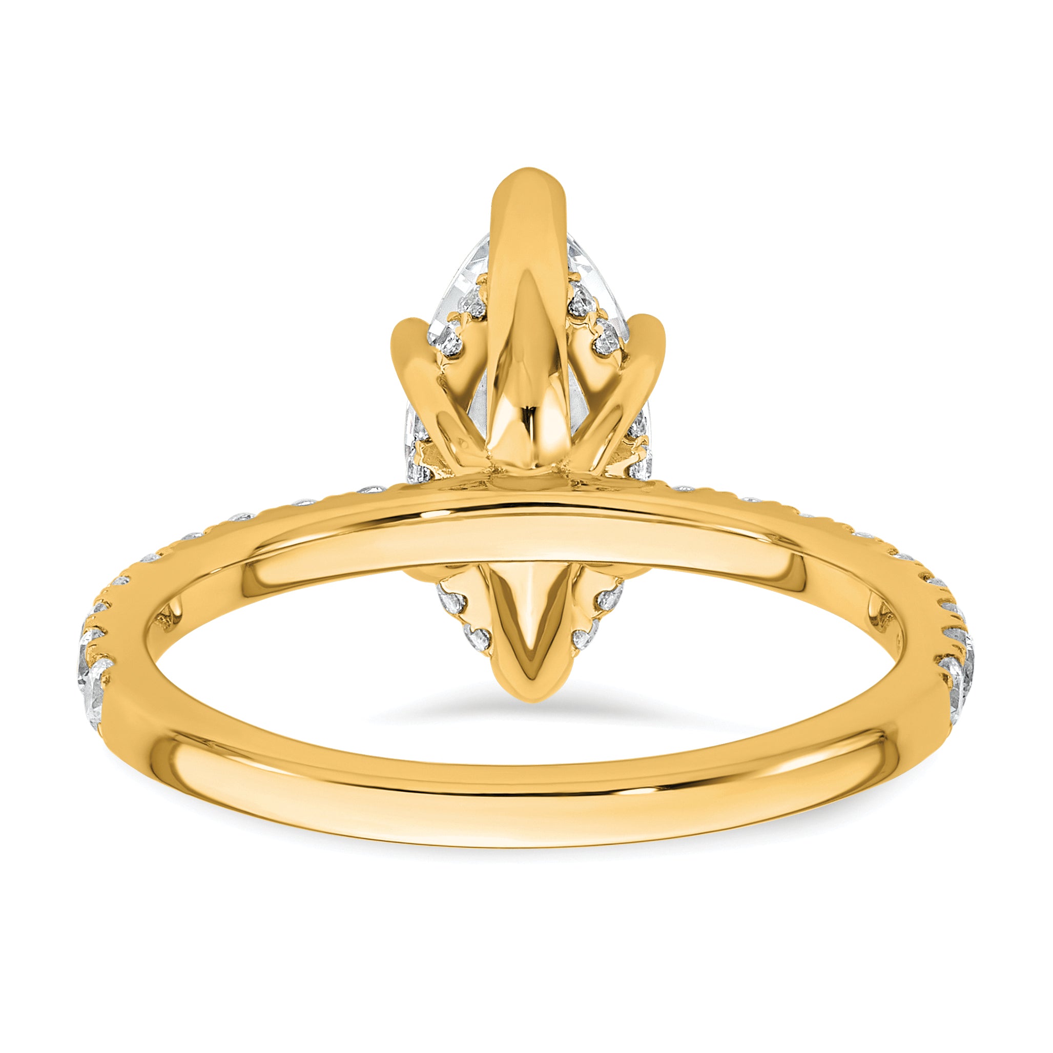 14k 2 5/8 carat Certified Lab Grown Diamond VS/SI+ G+ Marquise Complete Solitaire with Flair Engagement Ring