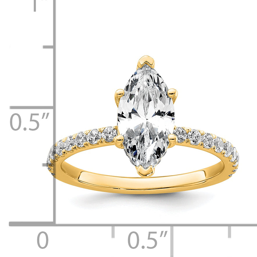14k 2 5/8 carat Certified Lab Grown Diamond VS/SI+ G+ Marquise Complete Solitaire with Flair Engagement Ring