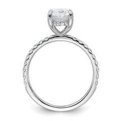 14k White Gold 2 5/8 carat Certified Lab Grown Diamond VS/SI+ G+ Oval Complete Solitaire with Flair Engagement Ring