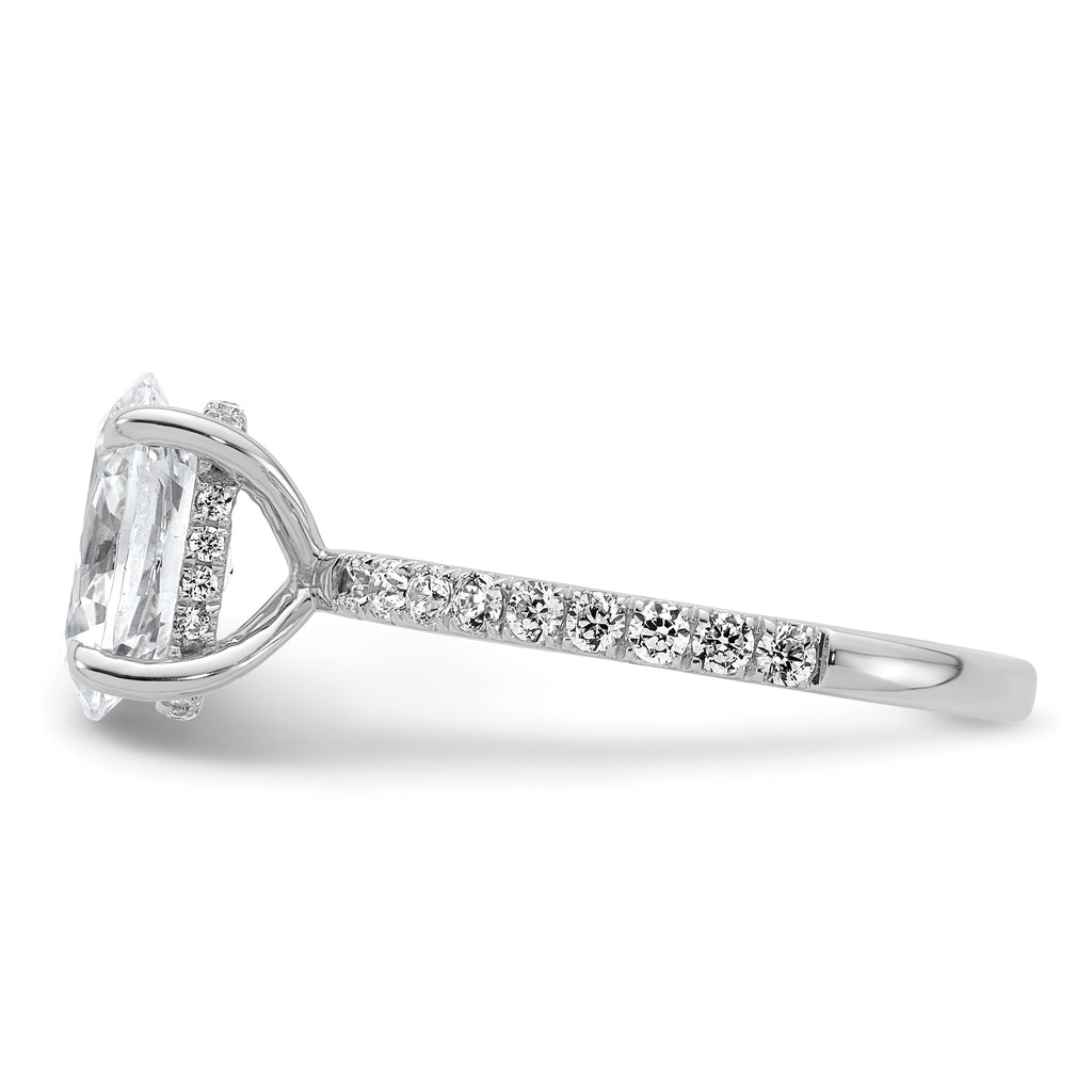 14k White Gold 2 5/8 carat Certified Lab Grown Diamond VS+ F+ Oval Complete Solitaire with Flair Engagement Ring