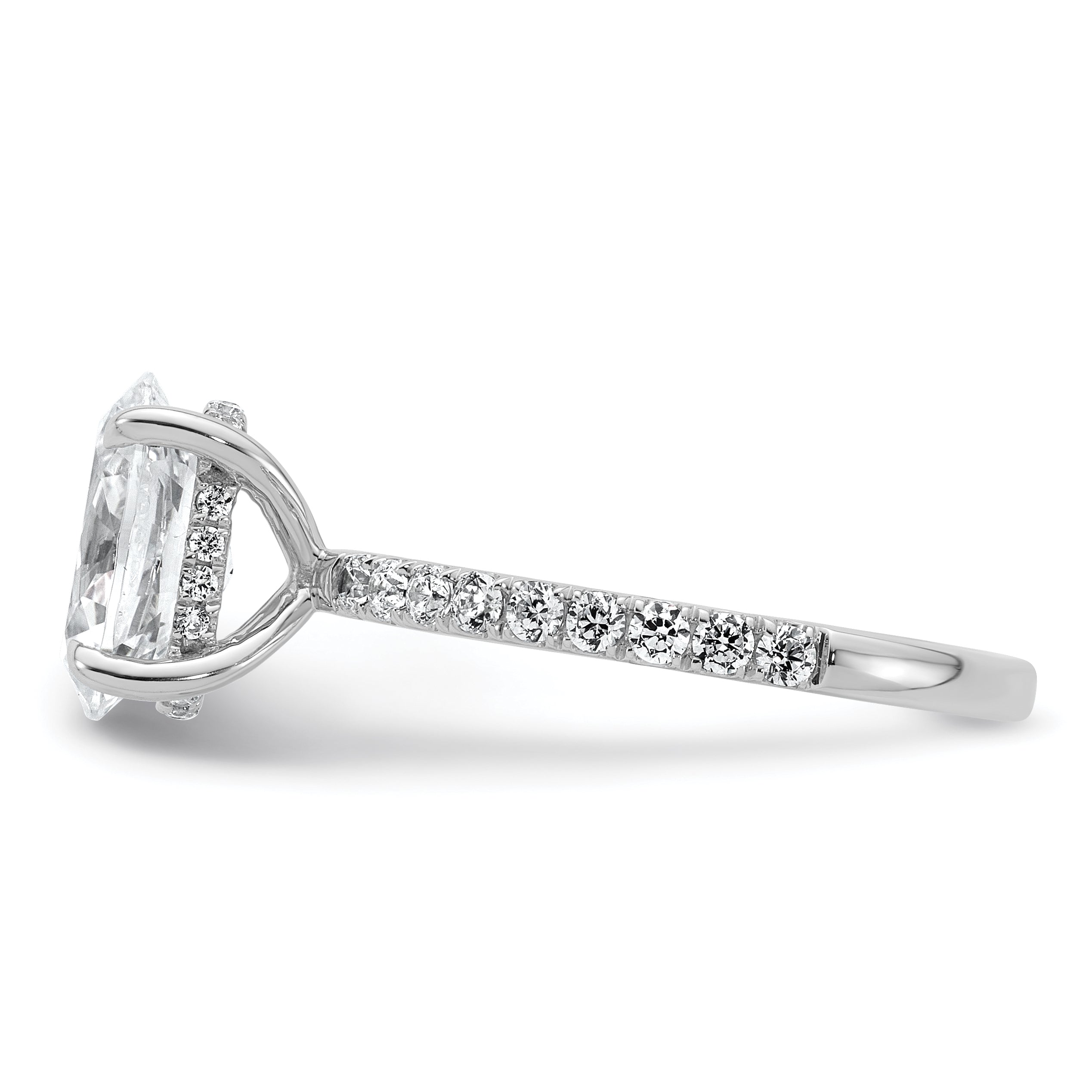 14k White Gold 2 5/8 carat Certified Lab Grown Diamond VS+ F+ Oval Complete Solitaire with Flair Engagement Ring