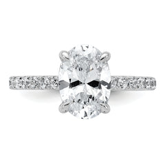 14k White Gold 2 5/8 carat Certified Lab Grown Diamond VS+ F+ Oval Complete Solitaire with Flair Engagement Ring