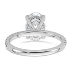 14k White Gold 2 5/8 carat Certified Lab Grown Diamond VS+ F+ Oval Complete Solitaire with Flair Engagement Ring