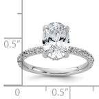 14k White Gold 2 5/8 carat Certified Lab Grown Diamond VS/SI+ G+ Oval Complete Solitaire with Flair Engagement Ring