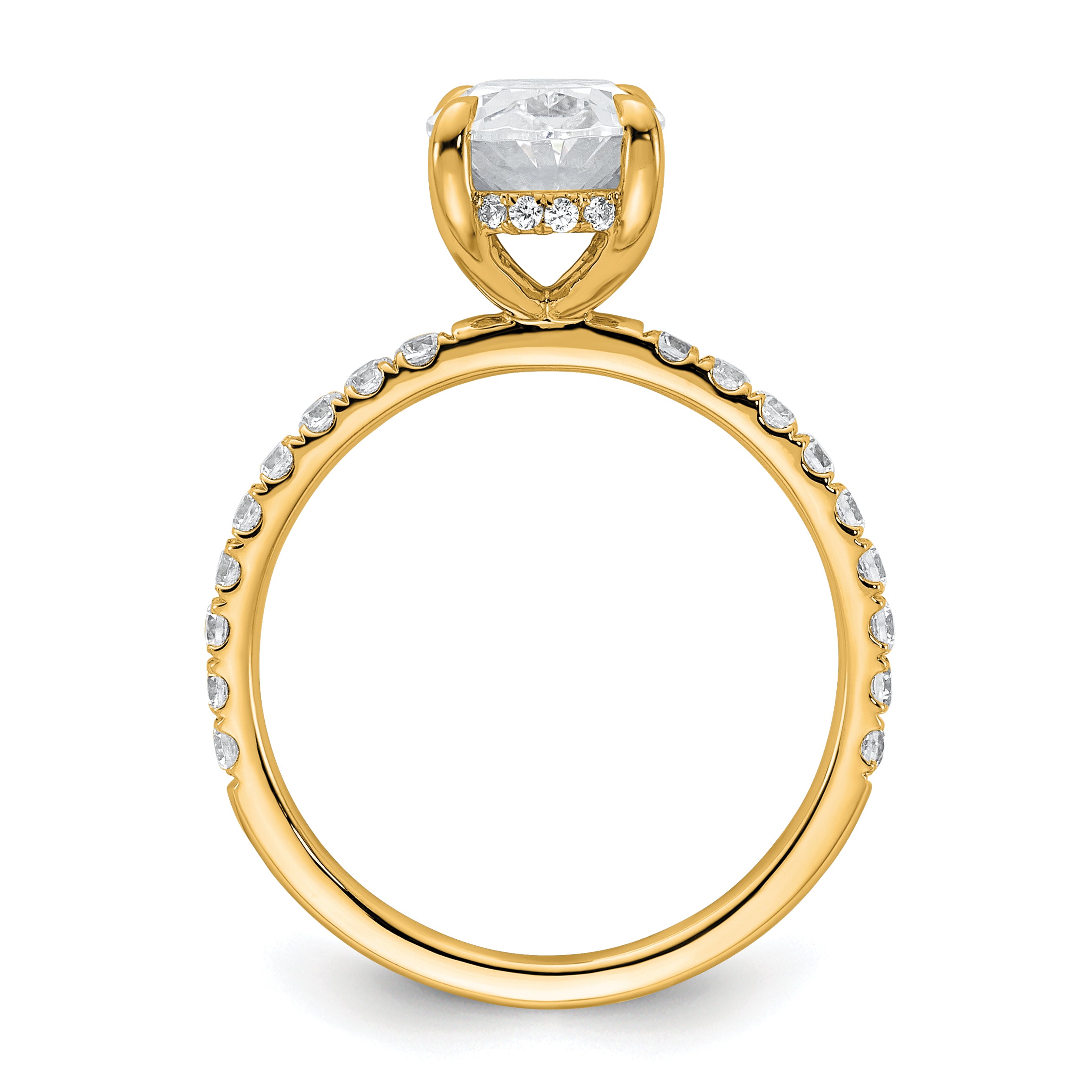 14k 2 5/8 carat Certified Lab Grown Diamond VS+ F+ Oval Complete Solitaire with Flair Engagement Ring