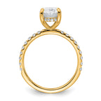14k 2 5/8 carat Certified Lab Grown Diamond VS/SI+ G+ Oval Complete Solitaire with Flair Engagement Ring