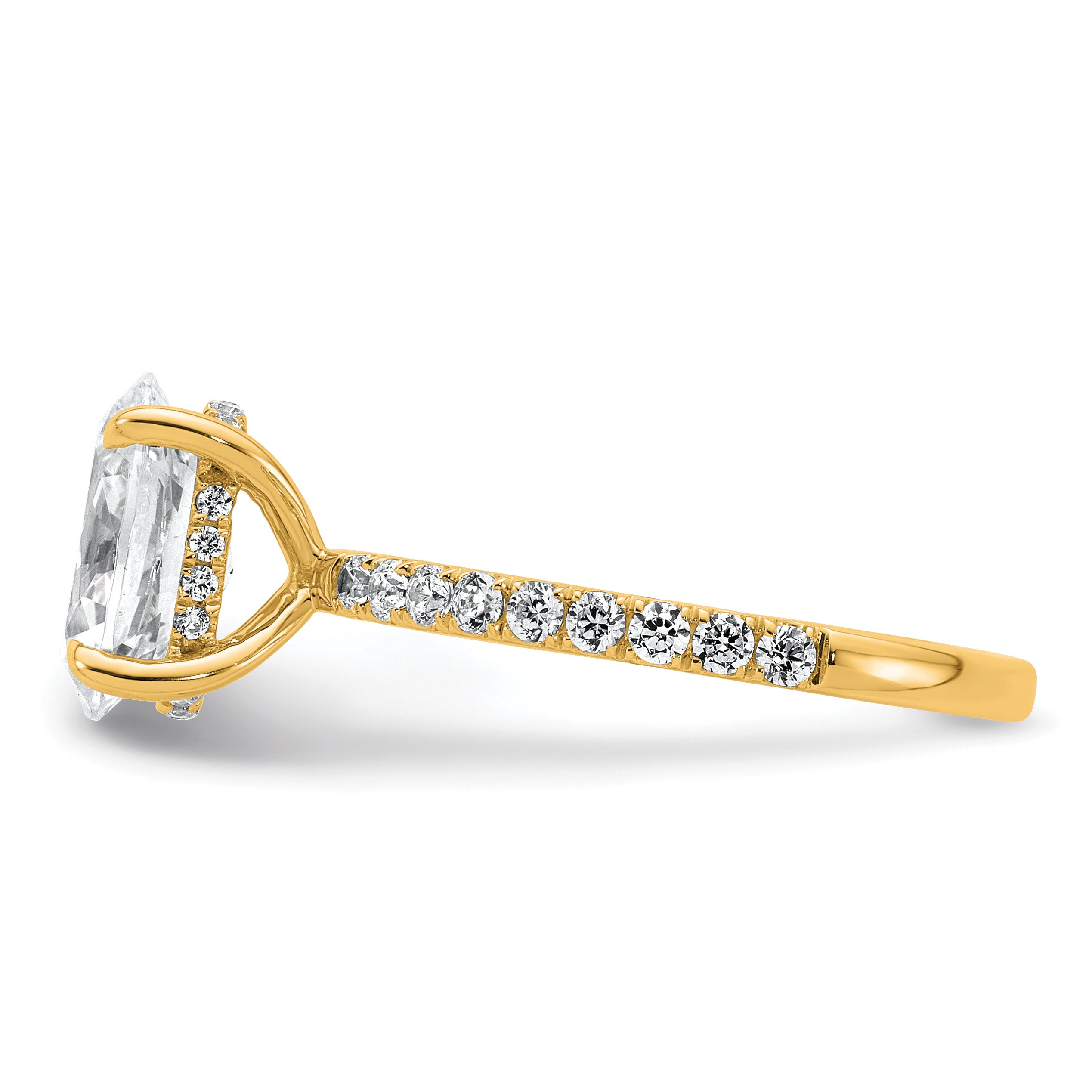 14k 2 5/8 carat Certified Lab Grown Diamond VS/SI+ G+ Oval Complete Solitaire with Flair Engagement Ring