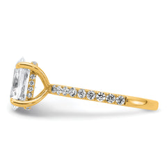 14k 2 5/8 carat Certified Lab Grown Diamond VS+ F+ Oval Complete Solitaire with Flair Engagement Ring
