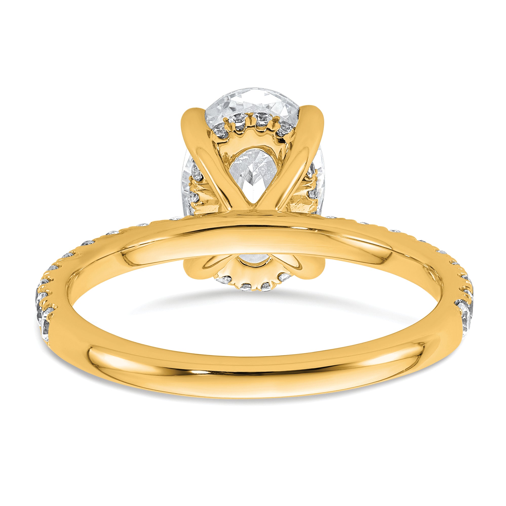 14k 2 5/8 carat Certified Lab Grown Diamond VS+ F+ Oval Complete Solitaire with Flair Engagement Ring