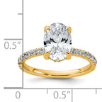14k 2 5/8 carat Certified Lab Grown Diamond VS+ F+ Oval Complete Solitaire with Flair Engagement Ring