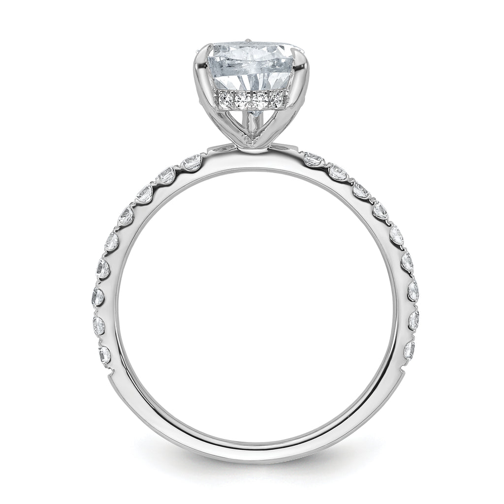 14k White Gold 2 5/8 carat Certified Lab Grown Diamond VS+ F+ Pear Complete Solitaire with Flair Engagement Ring