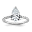 14k White Gold 2 5/8 carat Certified Lab Grown Diamond VS+ F+ Pear Complete Solitaire with Flair Engagement Ring