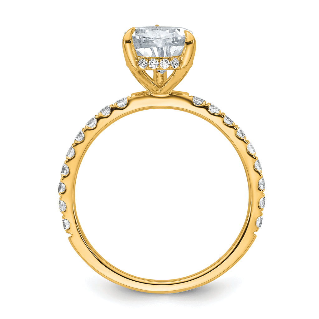 14k 2 5/8 carat Certified Lab Grown Diamond VS+ F+ Pear Complete Solitaire with Flair Engagement Ring