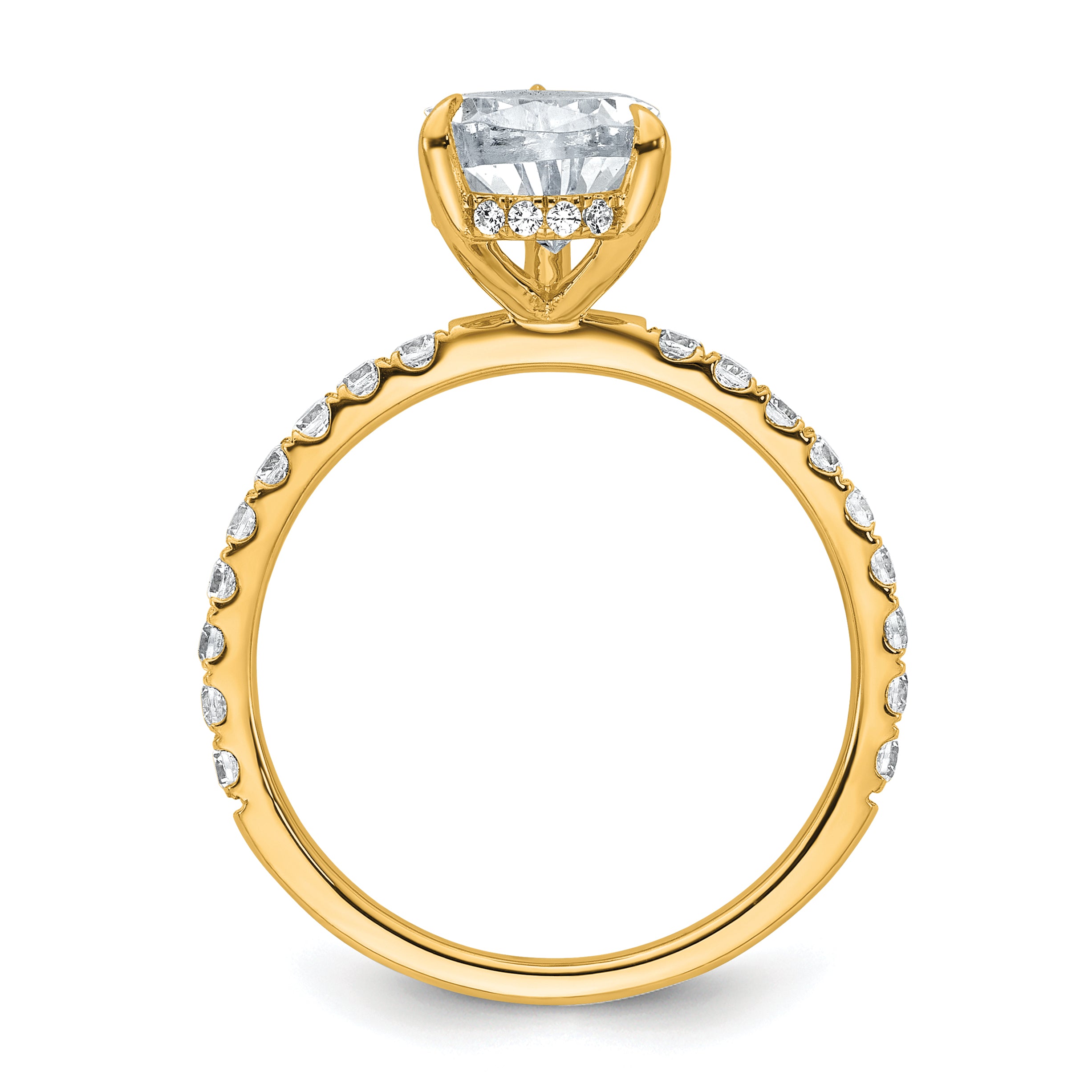 14k 2 5/8 carat Certified Lab Grown Diamond VS/SI+ G+ Pear Complete Solitaire with Flair Engagement Ring