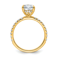 14k 2 5/8 carat Certified Lab Grown Diamond VS/SI+ G+ Pear Complete Solitaire with Flair Engagement Ring