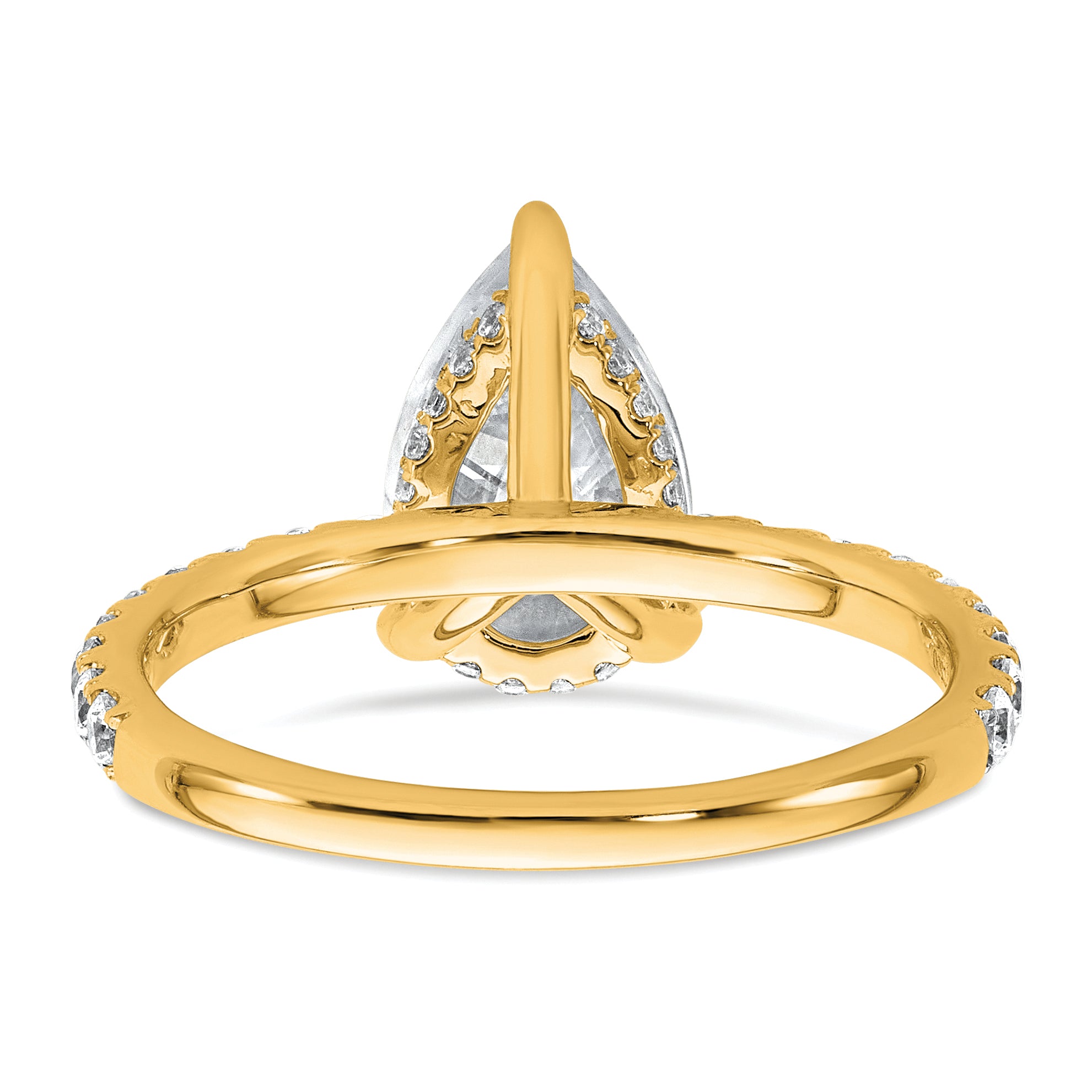 14k 2 5/8 carat Certified Lab Grown Diamond VS/SI+ G+ Pear Complete Solitaire with Flair Engagement Ring