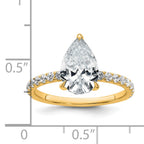 14k 2 5/8 carat Certified Lab Grown Diamond VS+ F+ Pear Complete Solitaire with Flair Engagement Ring