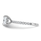 14k White Gold 2 1/2 carat Certified Lab Grown Diamond VS/SI+ G+ Princess Complete Solitaire with Flair Engagement Ring