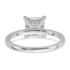 14k White Gold 2 1/2 carat Certified Lab Grown Diamond VS+ F+ Princess Complete Solitaire with Flair Engagement Ring