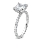 14k White Gold 2 1/2 carat Certified Lab Grown Diamond VS+ F+ Princess Complete Solitaire with Flair Engagement Ring