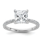 14k White Gold 2 1/2 carat Certified Lab Grown Diamond VS+ F+ Princess Complete Solitaire with Flair Engagement Ring