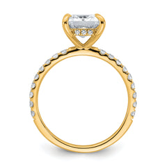14k 2 1/2 carat Certified Lab Grown Diamond VS+ F+ Princess Complete Solitaire with Flair Engagement Ring