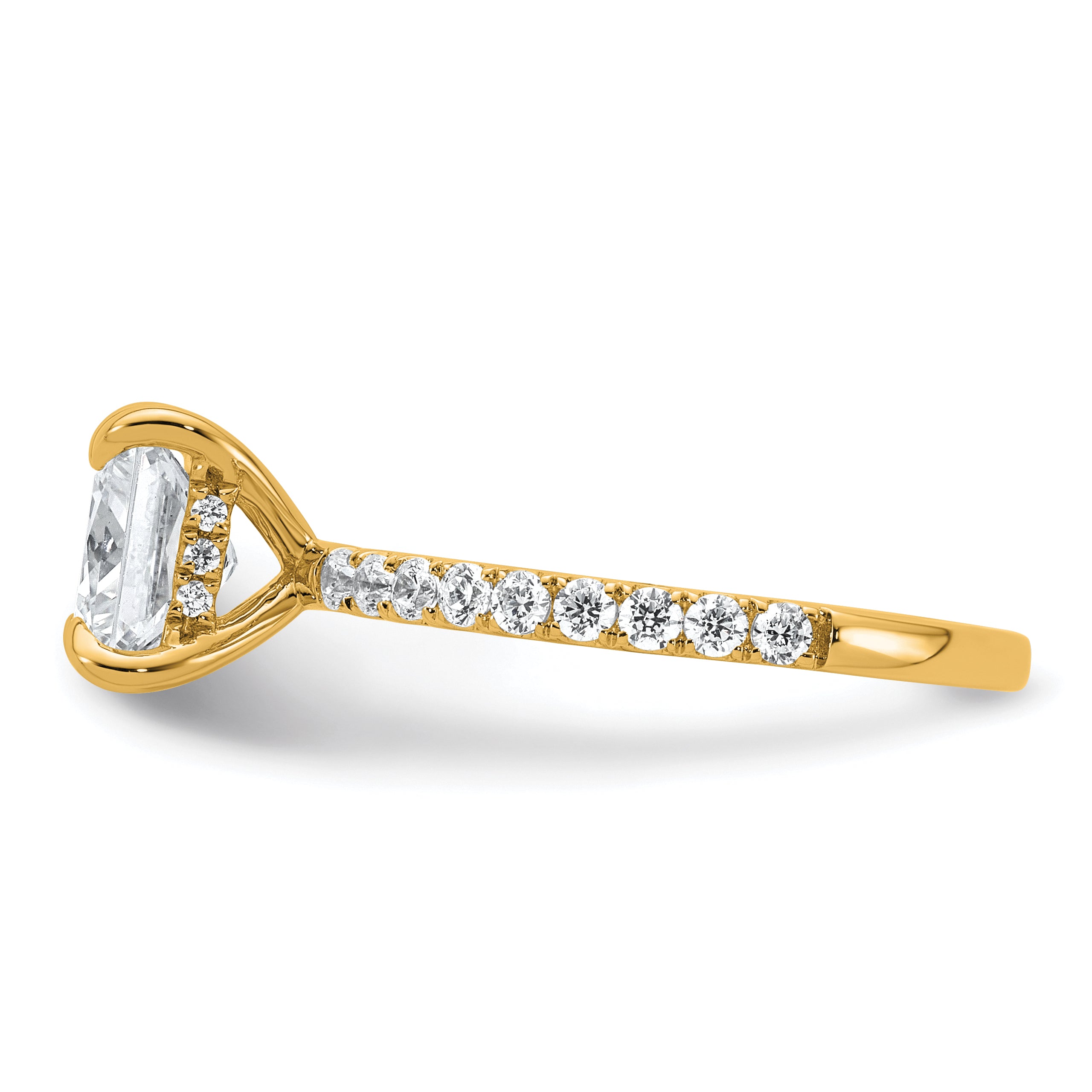 14k 2 1/2 carat Certified Lab Grown Diamond VS+ F+ Princess Complete Solitaire with Flair Engagement Ring