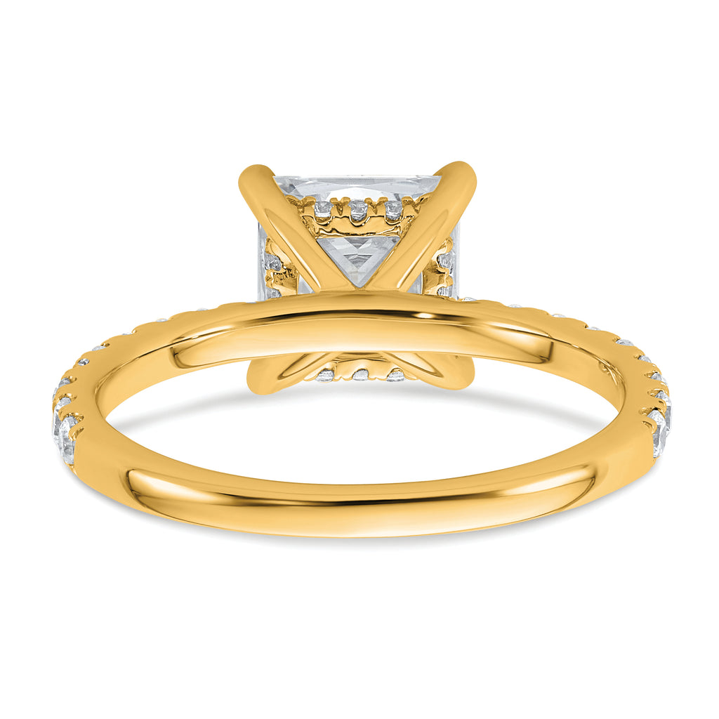 14k 2 1/2 carat Certified Lab Grown Diamond VS+ F+ Princess Complete Solitaire with Flair Engagement Ring