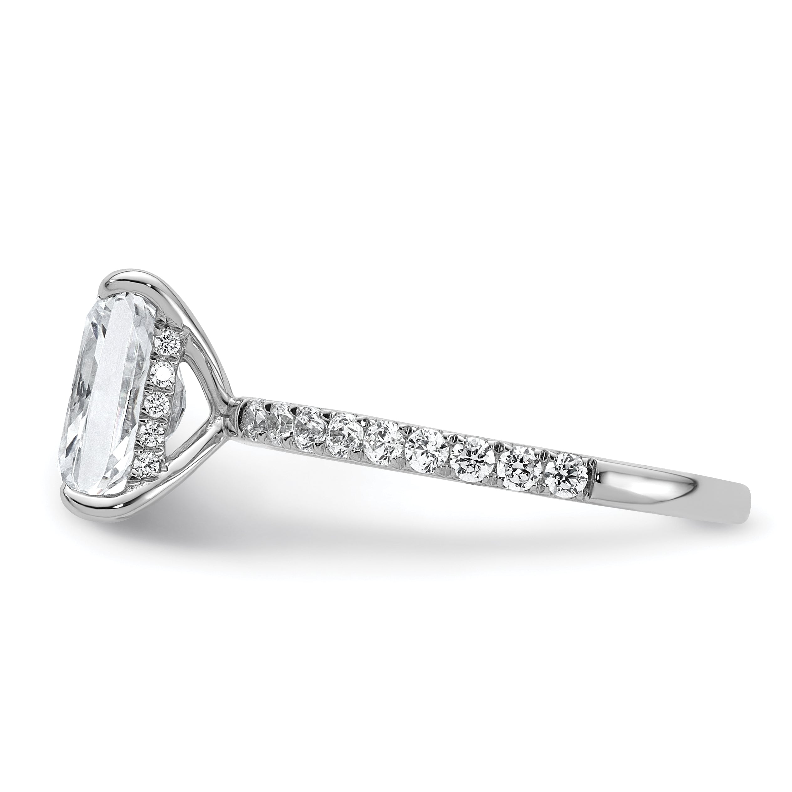 14k White Gold 2 3/8 carat Certified Lab Grown Diamond VS/SI+ G+ Radiant Complete Solitaire with Flair Engagement Ring