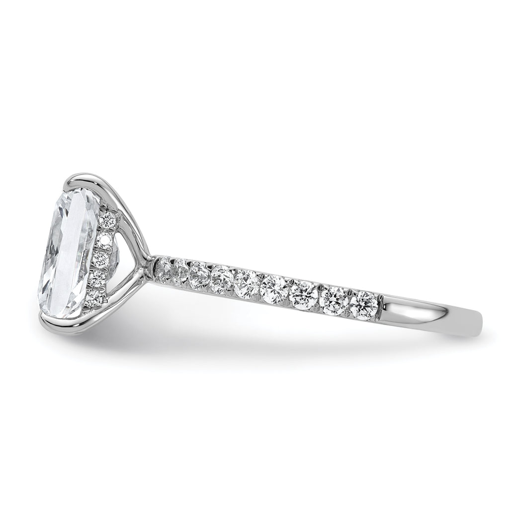 14k White Gold 2 3/8 carat Certified Lab Grown Diamond VS+ F+ Radiant Complete Solitaire with Flair Engagement Ring