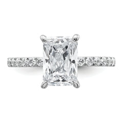 14k White Gold 2 3/8 carat Certified Lab Grown Diamond VS/SI+ G+ Radiant Complete Solitaire with Flair Engagement Ring